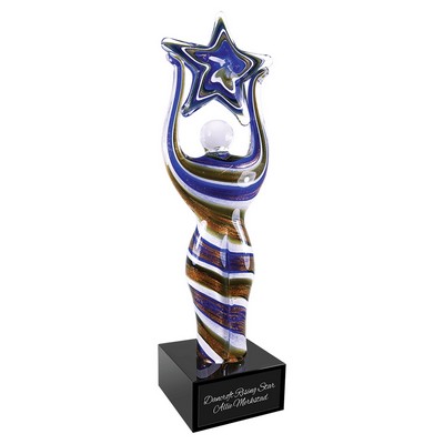 12" Glass Figure with Star and Black Base