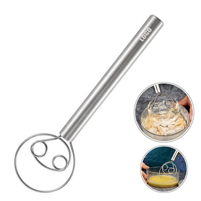 Elegant Dual Eye Food Grade Stainless Steel Dough Whisk with Sturdy Handle