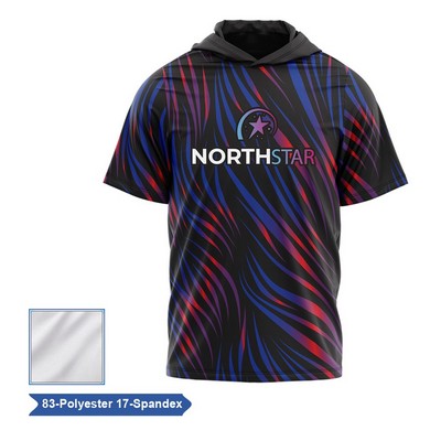 Sublimation Premium Poly Spandex Short Sleeve Hooded T-Shirt - Men Women Ki