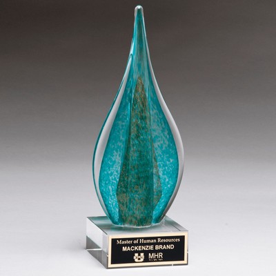11.5" Teal/Green Teardrop w/Gold Metallic Accent on Base