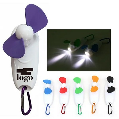 3-In-1 Pocket Handheld Fan W/Led Light & Carabiner