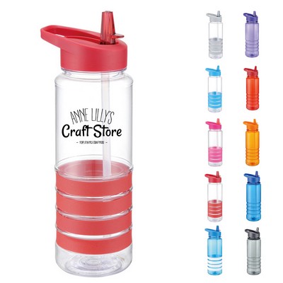 24oz Plastic Sport Water Bottle with Flip Straw
