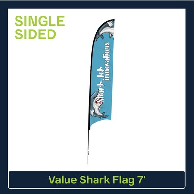 Value 7' Shark Flag - Single Sided w/Spike Base and Carry Bag