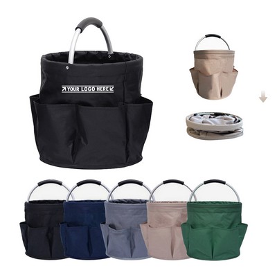Fold Up Picnic Tote Basket w/ Multi Pocket