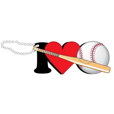 I Love Baseball w/ Bat Promotional Key Chain w/ Black Back (4 Square Inch)
