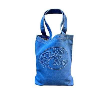 Embossed Medium Denim Tote Bag