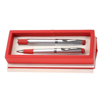 Red Ball Pen and Roller Ball Pen Set