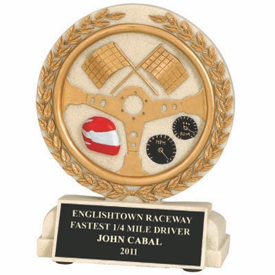 Auto Racing Stone Resin Trophy (5 ½" x 4 ½")