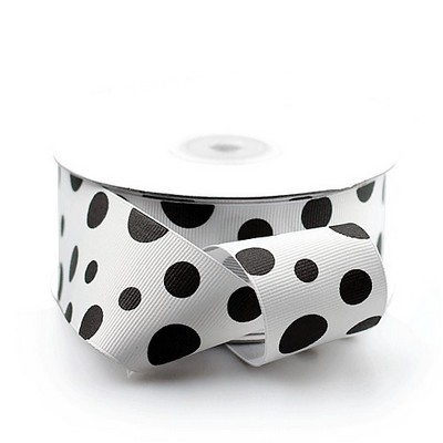 Black Polka Dot Ribbon Printed on Grosgrain