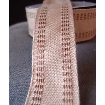 Burlap Webbing Ribbon w/Brown Stitching