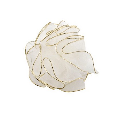 Ivory Pull Bow Ribbon w/Gold Edge