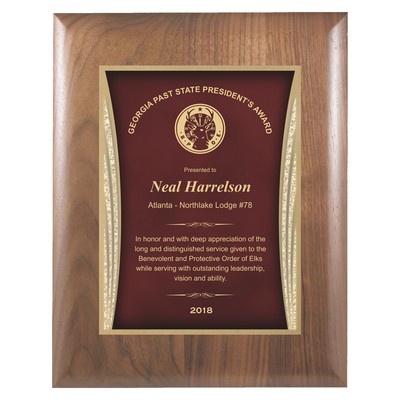 Walnut Plaque with Red Showtime Plate 9" x 12"