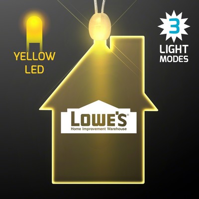 Imprinted House Light Up Acrylic Necklace w/Yellow LED - Domestic Print