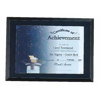 Bristol Series Black Glass Certificate Plaque w/Easy Open & Close Backing (11"x 14")