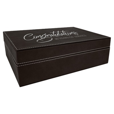 Black/Silver Premium Gift Box w/Laserable Leatherette Lid (12 1/4" x 8 1/4")