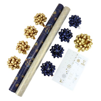 2-roll Coordinated Gold Gift Wrap Kit