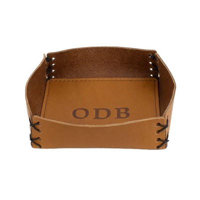 Full-Grain Leather Desk Tray- Hand sewn in the USA- Valet Tray