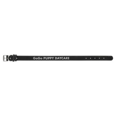 23" x 1" Black/Silver Leatherette Dog Collar
