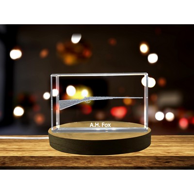 A.H. Fox Shotgun Design Laser Engraved Crystal Display
