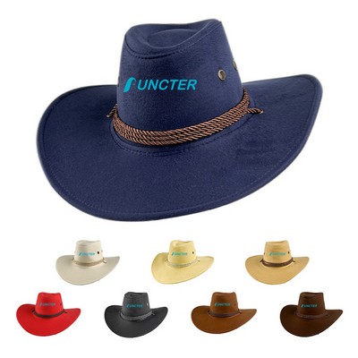 Drawstring Closure Felt Cowboy Hat
