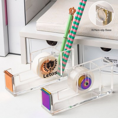 W/ Single Pen Holder Acrylic Desktop Tape Dispenser