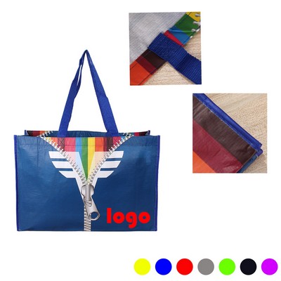Sublimated PET Non-Woven Grocery Tote Bag w/ Gusset - 2 Sided
