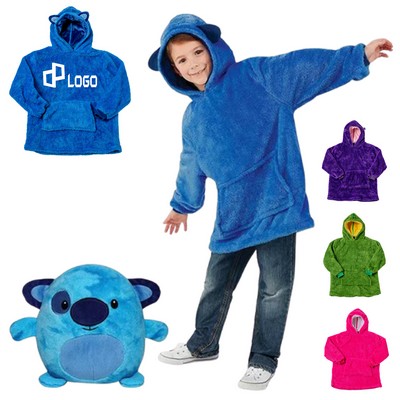 Oversized Kids Fluffy Animal Hoodie