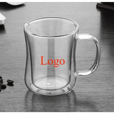 Double-Walled Curved Glass Espresso Coffee Cups Mug