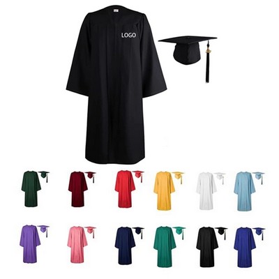 Matte Graduation Gown And Tassel Cap Set