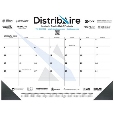 Black 13-Month Calendar Desk Pad w/Two Color Imprint (21¾" x 17")