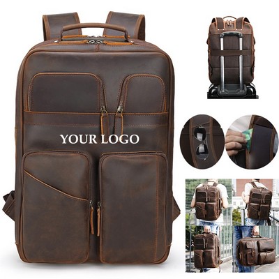 17.3 Inch Full Grain Leather Backpack for Men