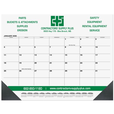 Black 13-Month Calendar Desk Pad w/One Color Imprint (21¾" x 17")