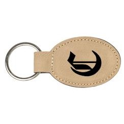 Key Chain - Light Brown Oval, Leatherette