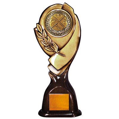 Stock 15" Classic Trophy with 2" Swimming Male Coin and Engraving Plate