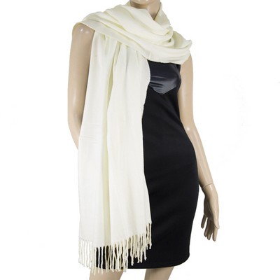 Ivory White Pashmina Shawl with a Softer than Cashmere Feel