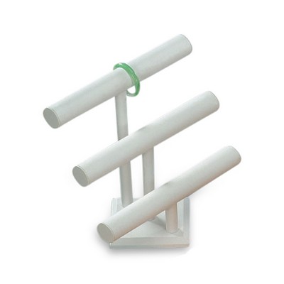 White Leatherette Twin Bangle T-Bar Display