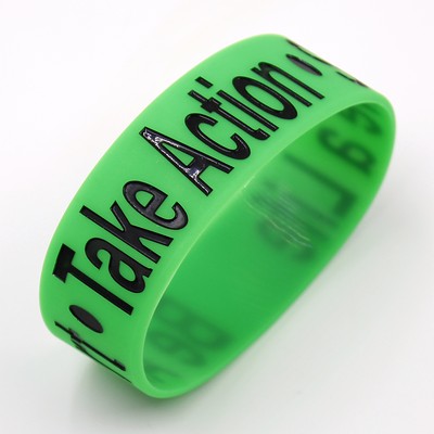 Custom Debossed or Embossed with Color Filled Silicone Wristbands Bracelets- 1" Wide