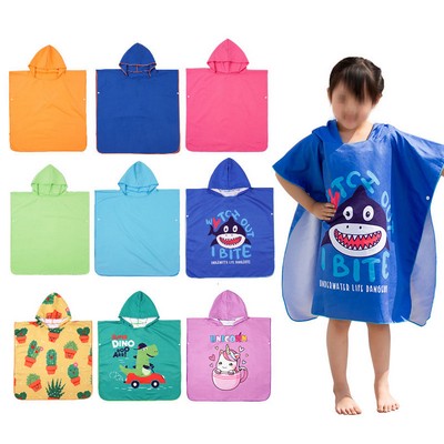 Kids Microfiber Summer Beach Poncho Cape Towel