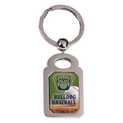 Silver Rectangle Sublimatable Keychain with White Insert
