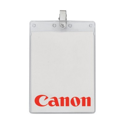 4" x 6" Printed Large Vertical Vinyl Pouch with Bulldog Clip