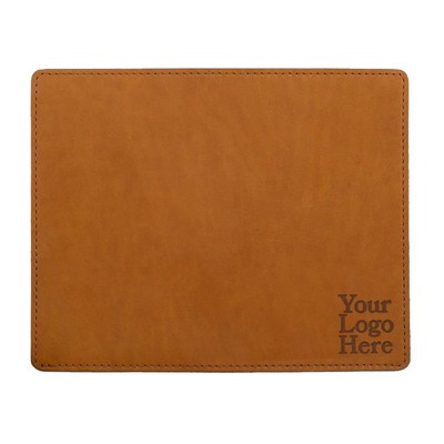 Full-Grain Leather Mouse Pad w/Decorative Stitch- Made in USA