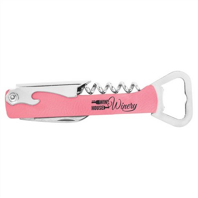 Pink Leatherette Wine Bottle Opener