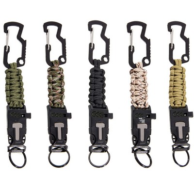 Polyester Survival Bracelet with Carabiner Clip