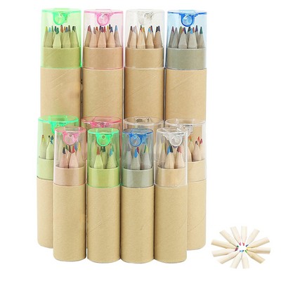 Vibrant 12 Color Pre-Sharpened Colored Pencils Set with Sharpener