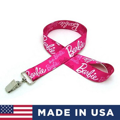 1" Digitally Sublimated Lanyard w/ Bulldog Clip