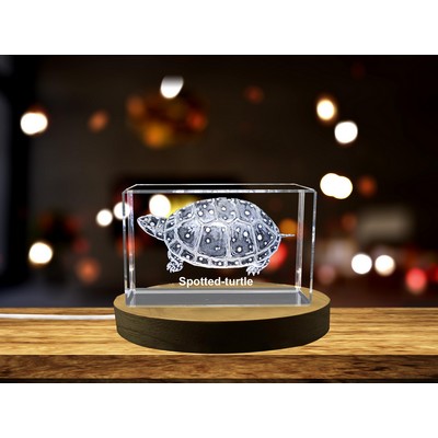 Spotted Turtle Engraved Crystal Paperweight - Amazingly Camouflaged Freshwater Species Replica