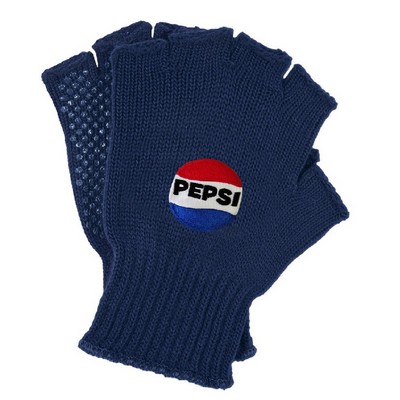 Fingerless Knit Gloves w/Direct Embroidery and Grippers