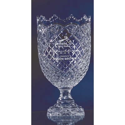 Scalloped top Cut Crystal Vase Small, 10.5"