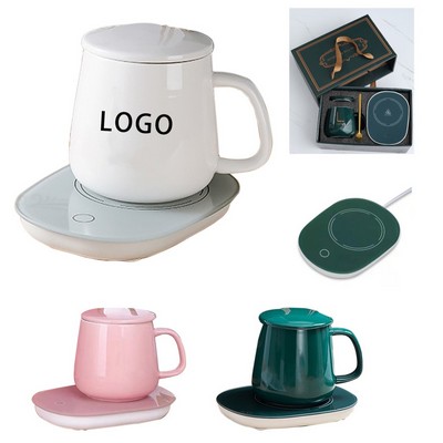 16Oz Ceramic Mug W/ Heating Coasters