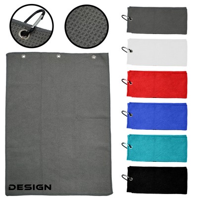 23.5"x 15.7" Sublimated Microfiber Velour Golf Towel with Grommet & Carabiner